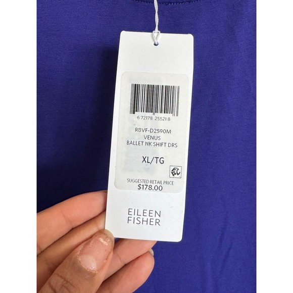 New Eileen Fisher Ballet Neck Shift Dress Viscose Jersey Knit XL/TG. L1‎ - Picture 3 of 5